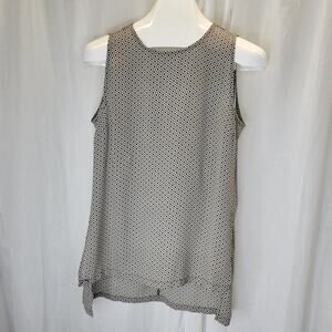 Philosophy Split Hem Tunic Shell Black White Tan, M, NWT
